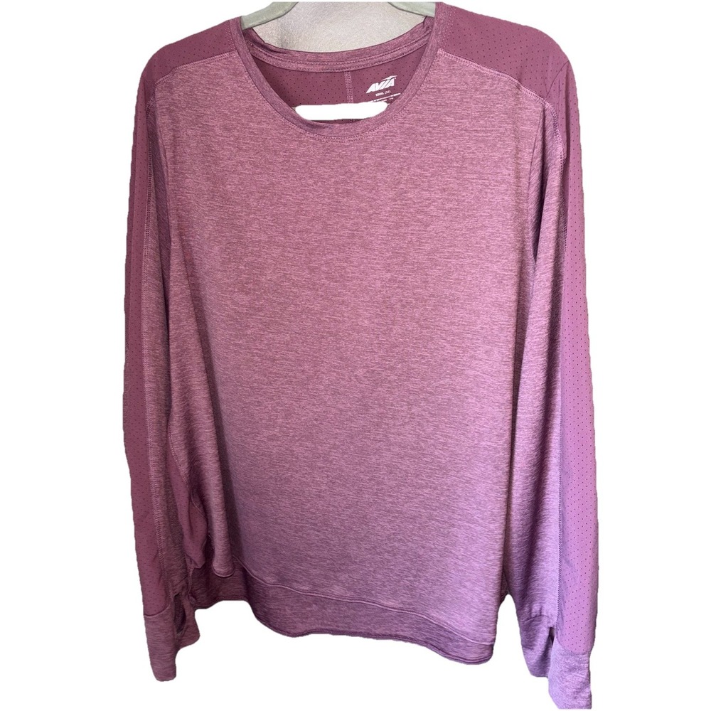 AVIA Womens Top Size XXXL PLUM Athleisure Pullover Long Sleeve Mesh Lightweight‎
